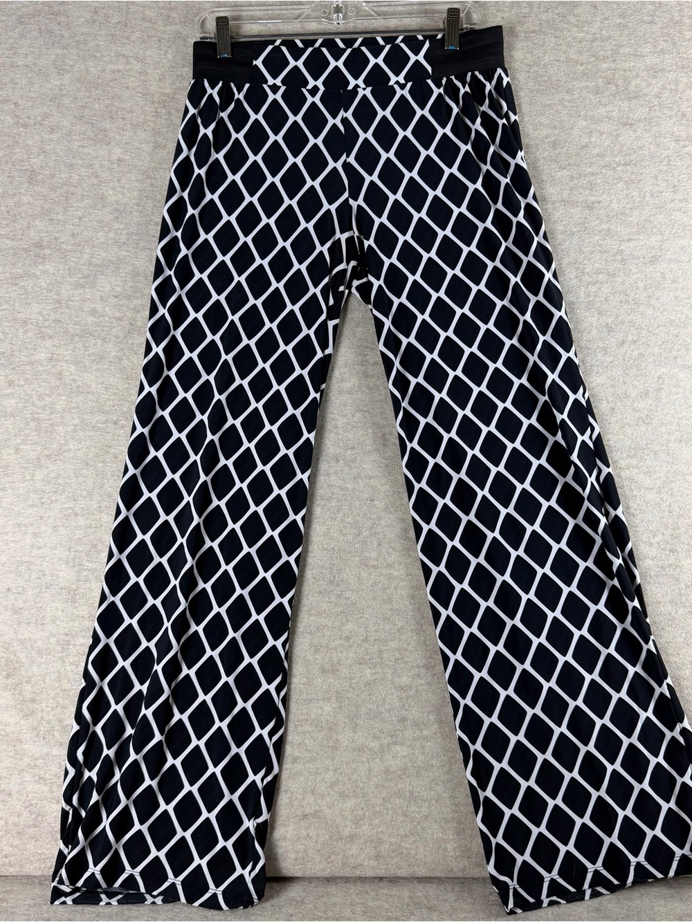 INC Women's Wide Leg Diamond Print Stretchy Pull On Pants - Size L